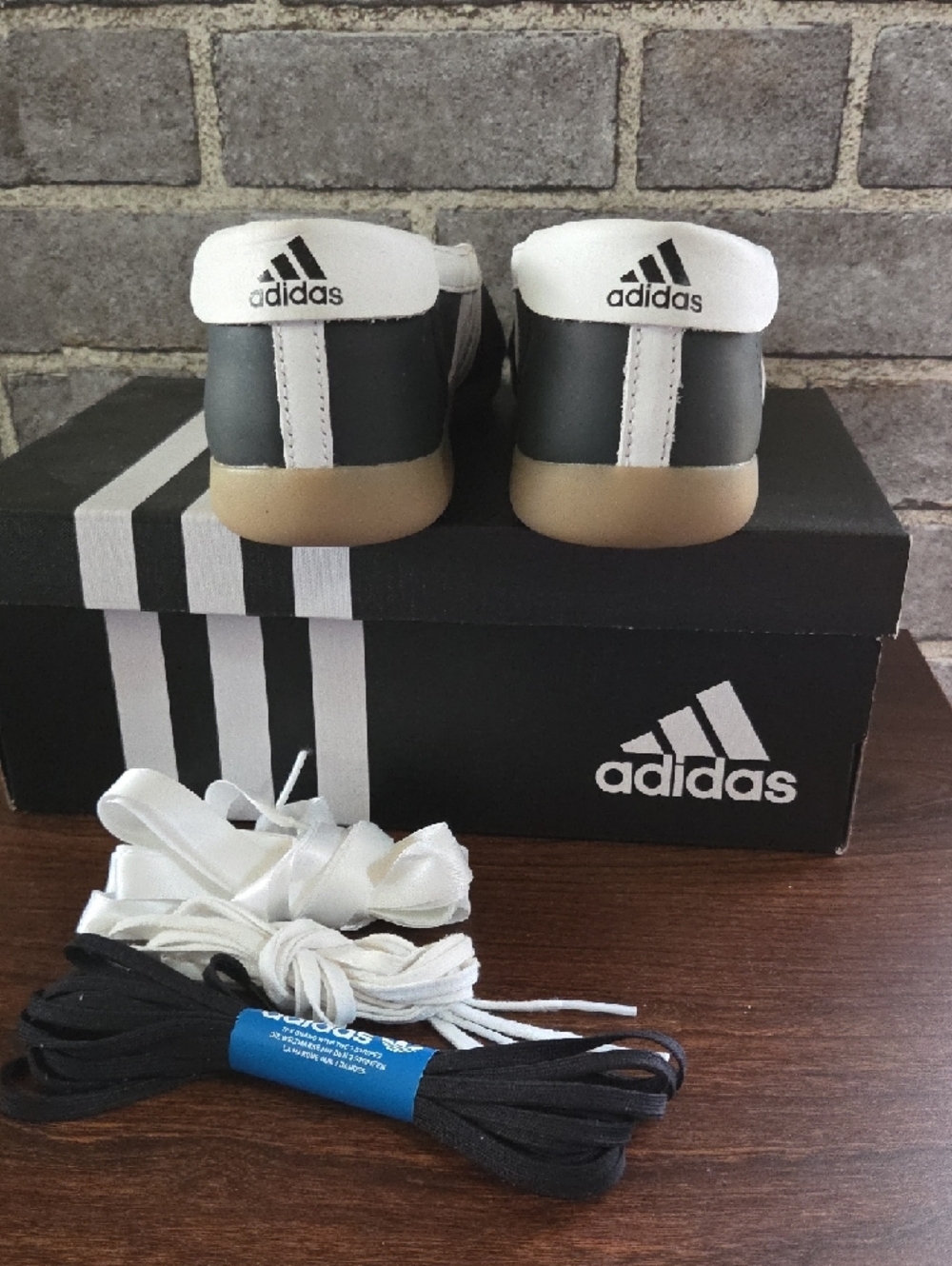 adidas Taekwondo Mei Black & White Ballet-Style Flat with Tan Sole - Picture 9 of 10